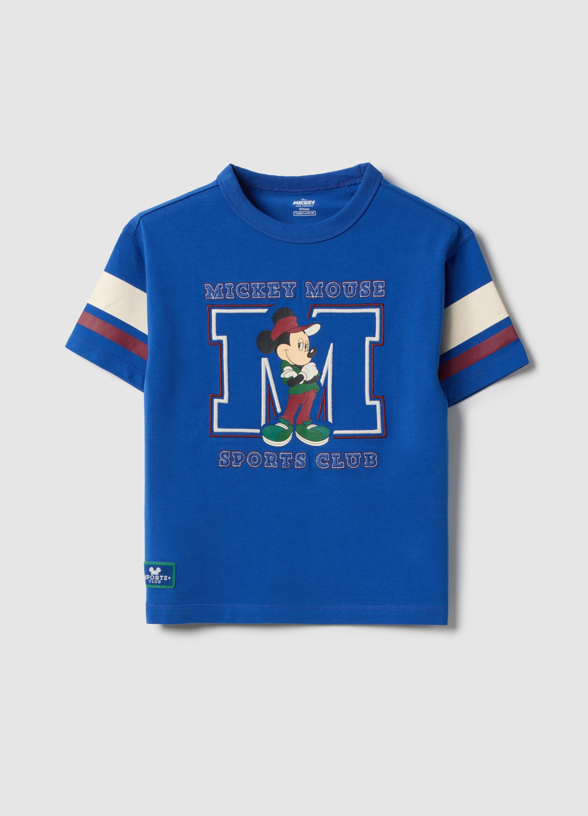 T-shirt in misto cotone blu da bambino con stampa Mickey Mouse