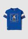 T-shirt in misto cotone blu da bambino con stampa Mickey Mouse_0