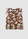 Brown pure cotton V-neck floral print blouse, regular fit_4