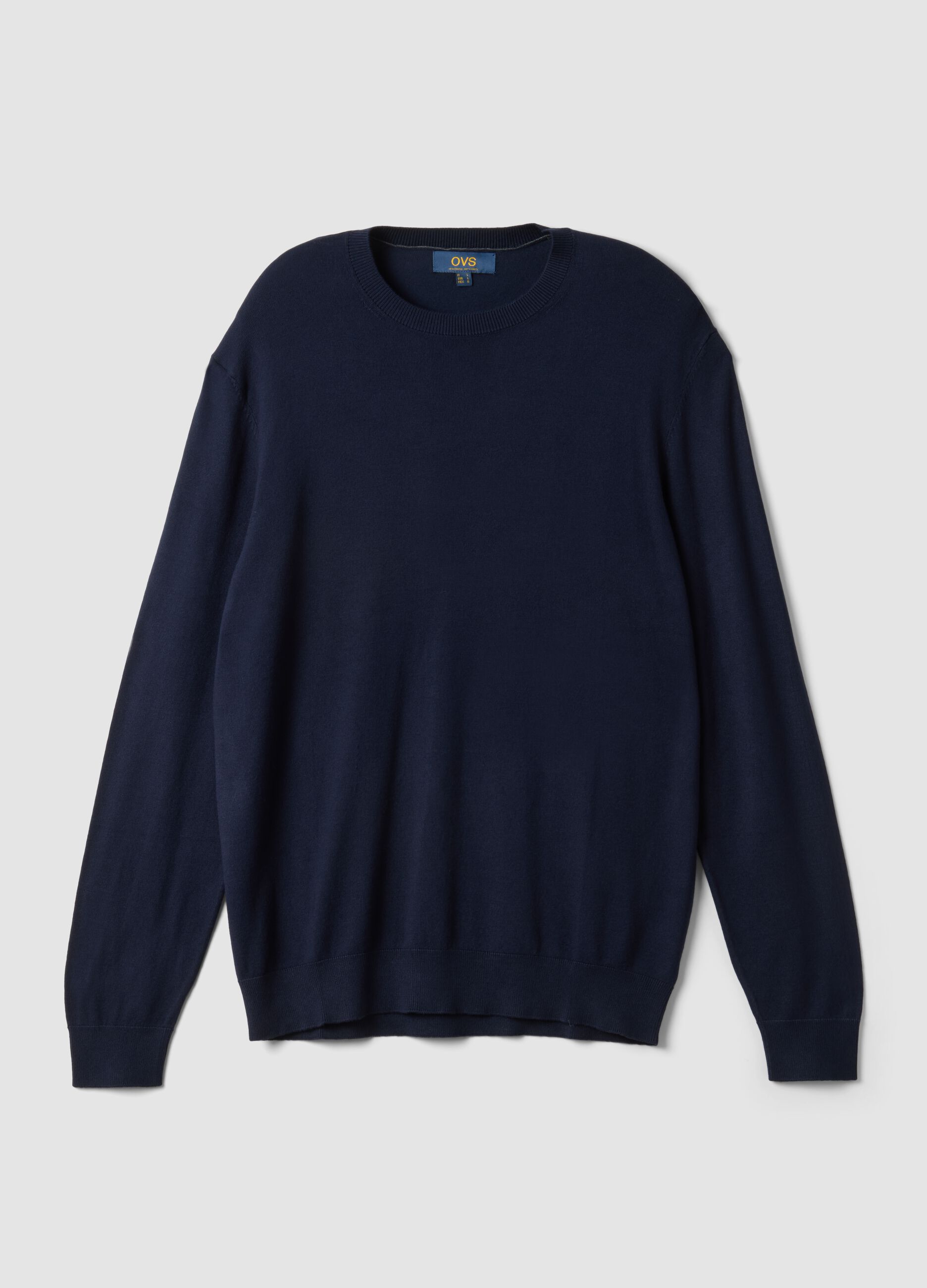 Navy crew-neck jumper in viscose blend, regular fit