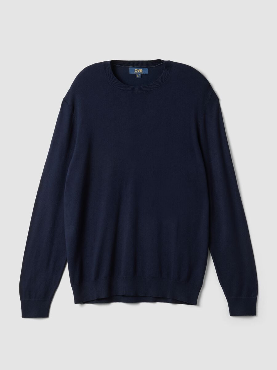 Navy crew-neck jumper in viscose blend, regular fit_4