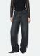 Jeans neri in puro cotone skater fit con strass_1
