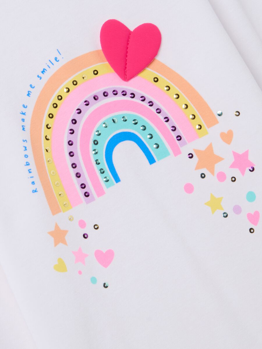 Long-sleeved T-shirt with diamant&eacute;s and rainbow print_2