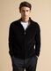 Black full-zip cardigan with collar, regular fit_0