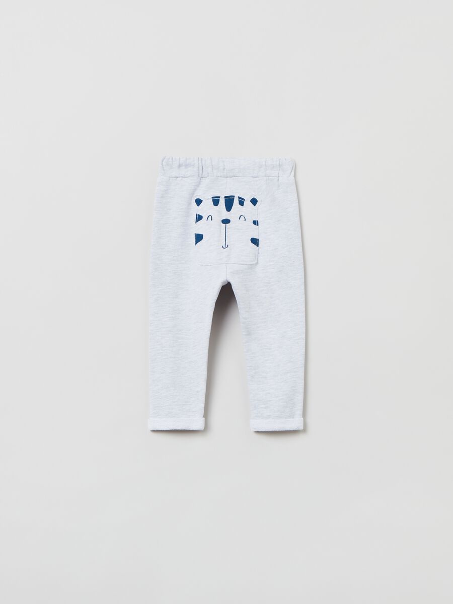 Lightweight plush joggers with tiger cub patch_1