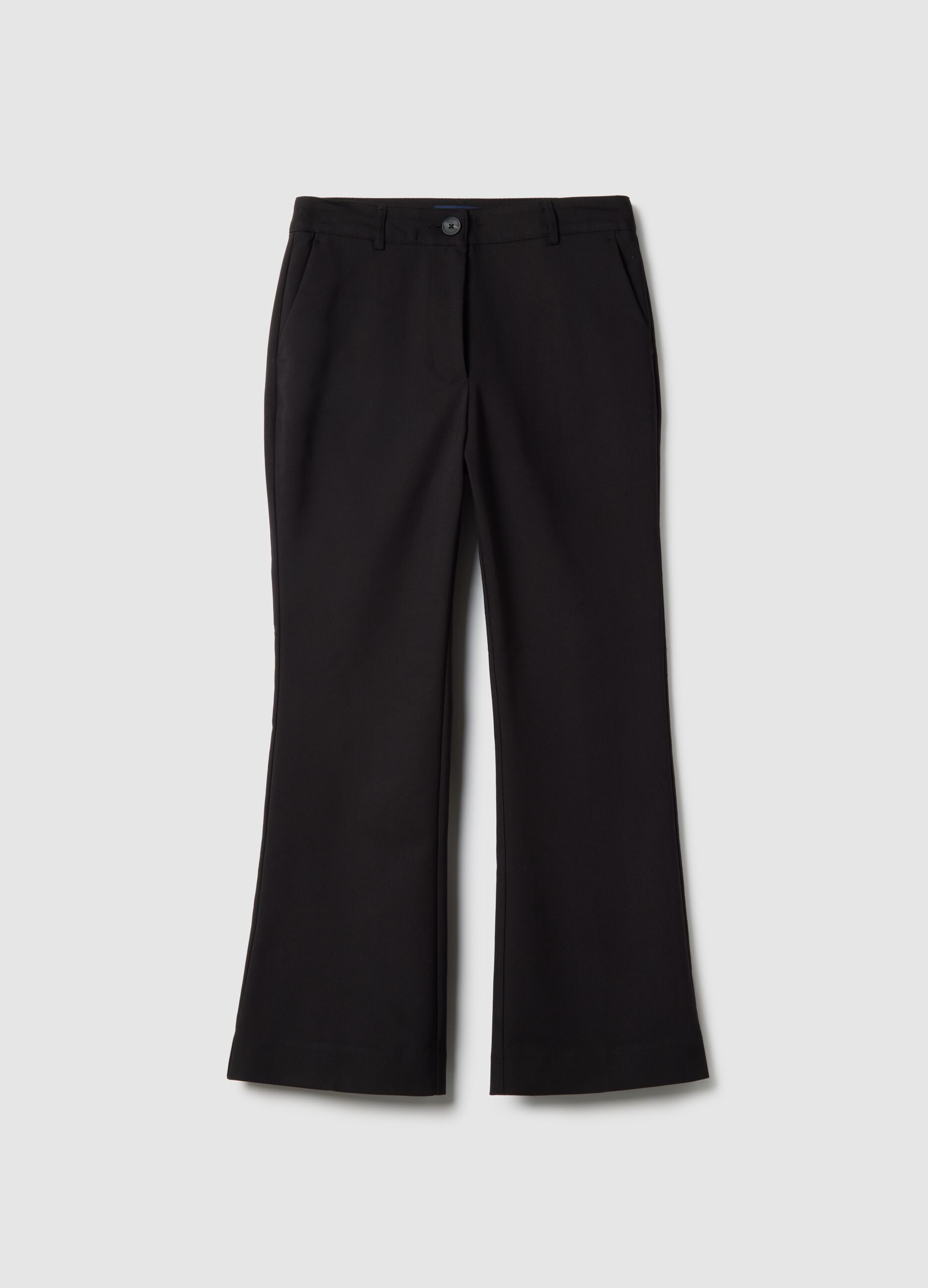 Black stretch regular fit trousers