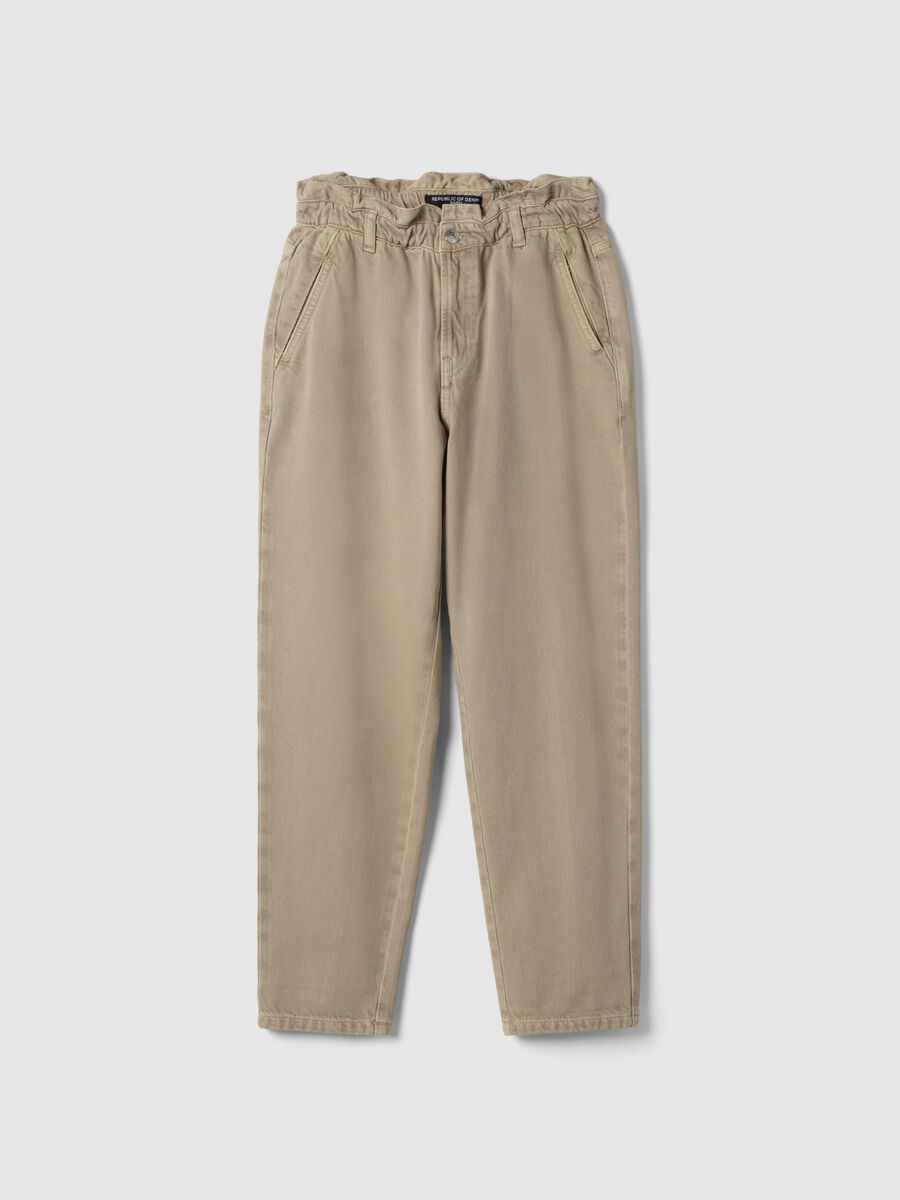 Beige Pure Cotton Baggy Trousers_4