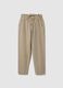 Beige Pure Cotton Baggy Trousers_4