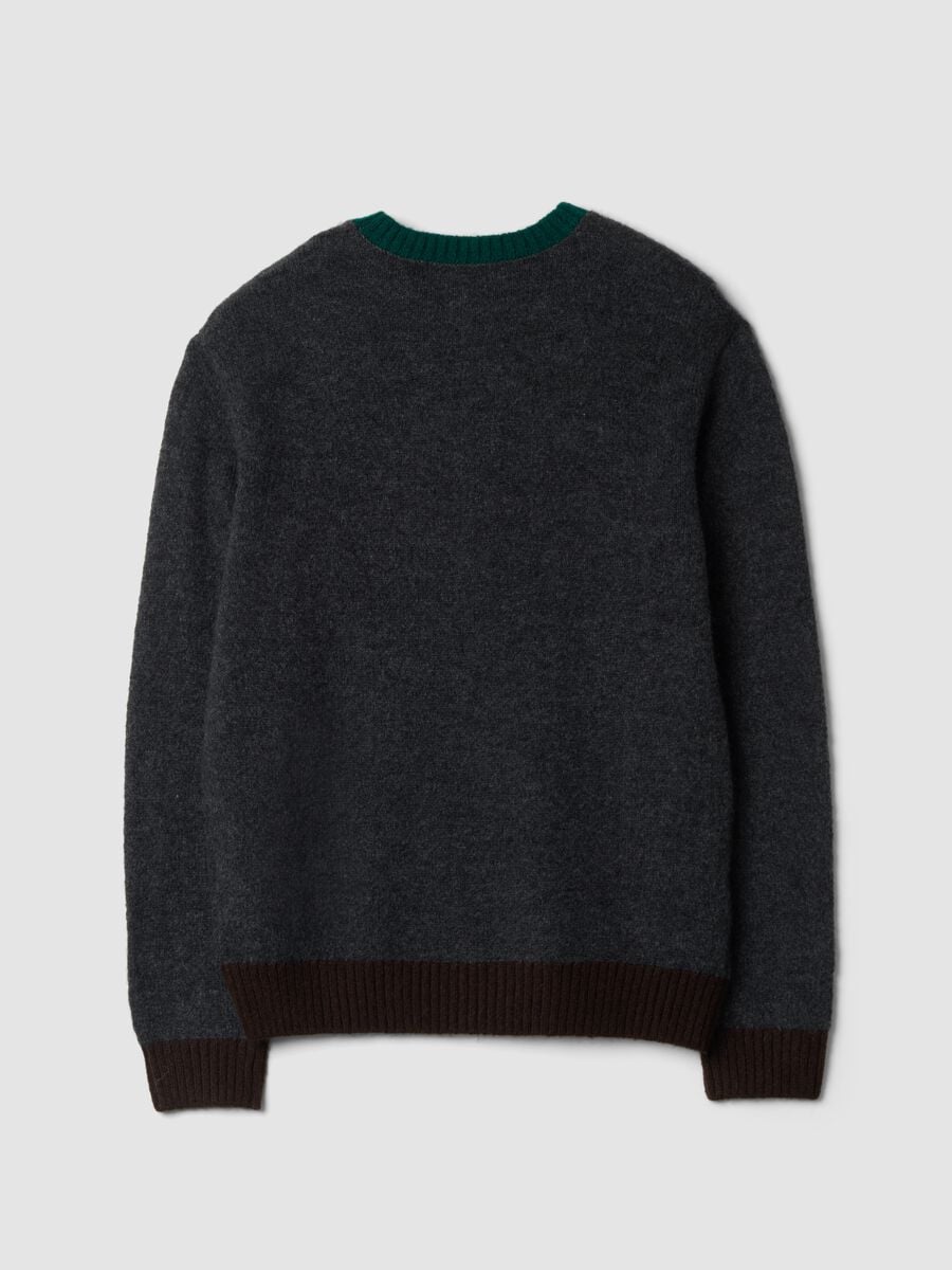 Dark grey crew-neck jumper in stretch wool and alpaca, regular fit_2