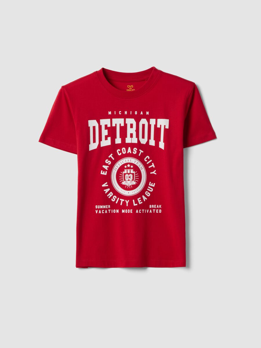 Boys' Regular Fit Pure Cotton Red T-shirt with Print_3