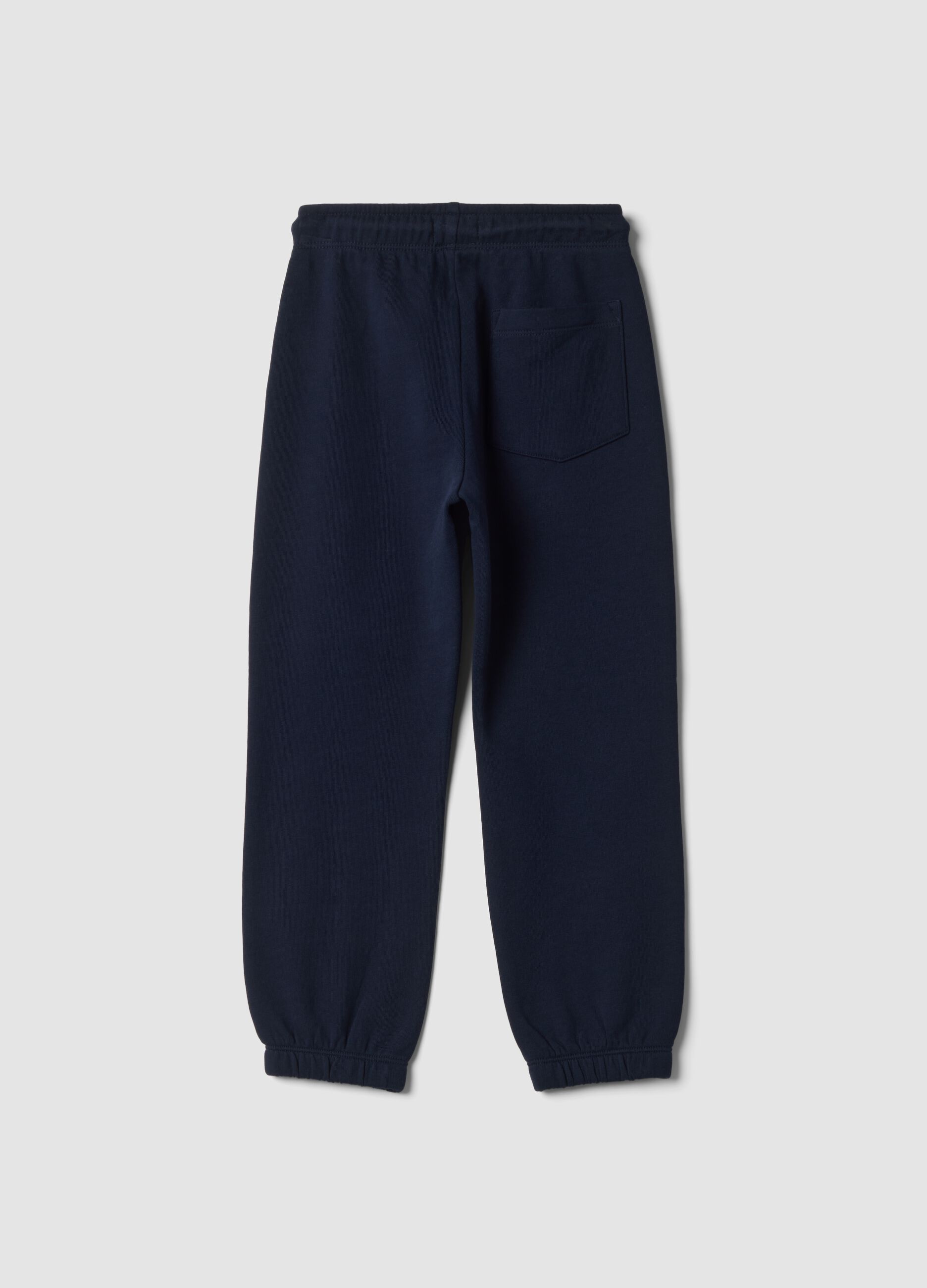 Pantaloni jogger blu in puro cotone con stampa
