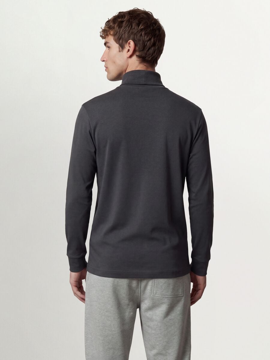 Grey pure cotton roll-neck T-shirt_3