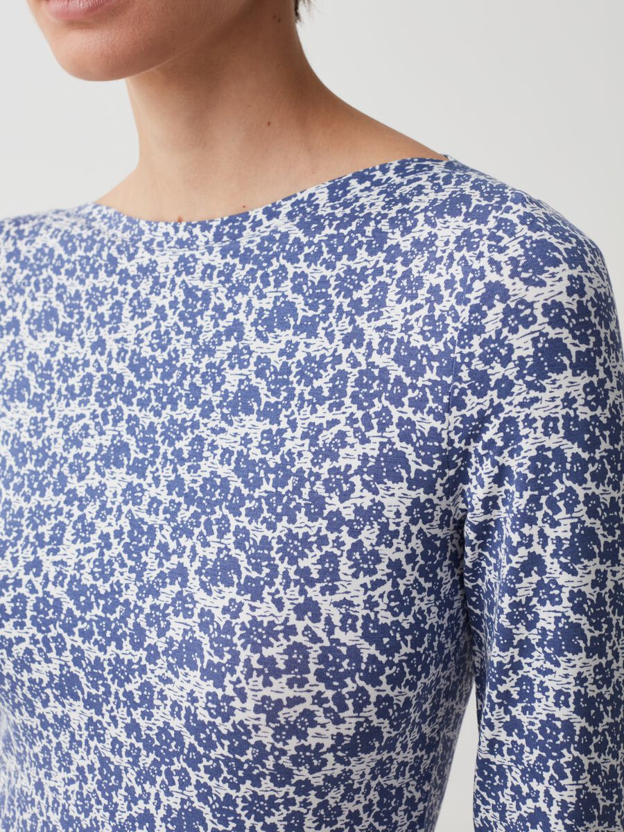 Floral T-shirt with boat neck_1