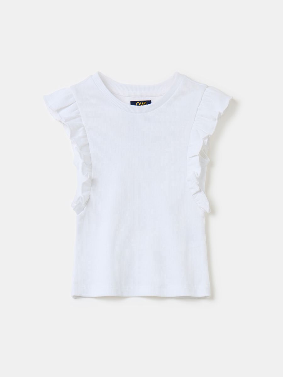 Ribbed T-shirt with flounce_0