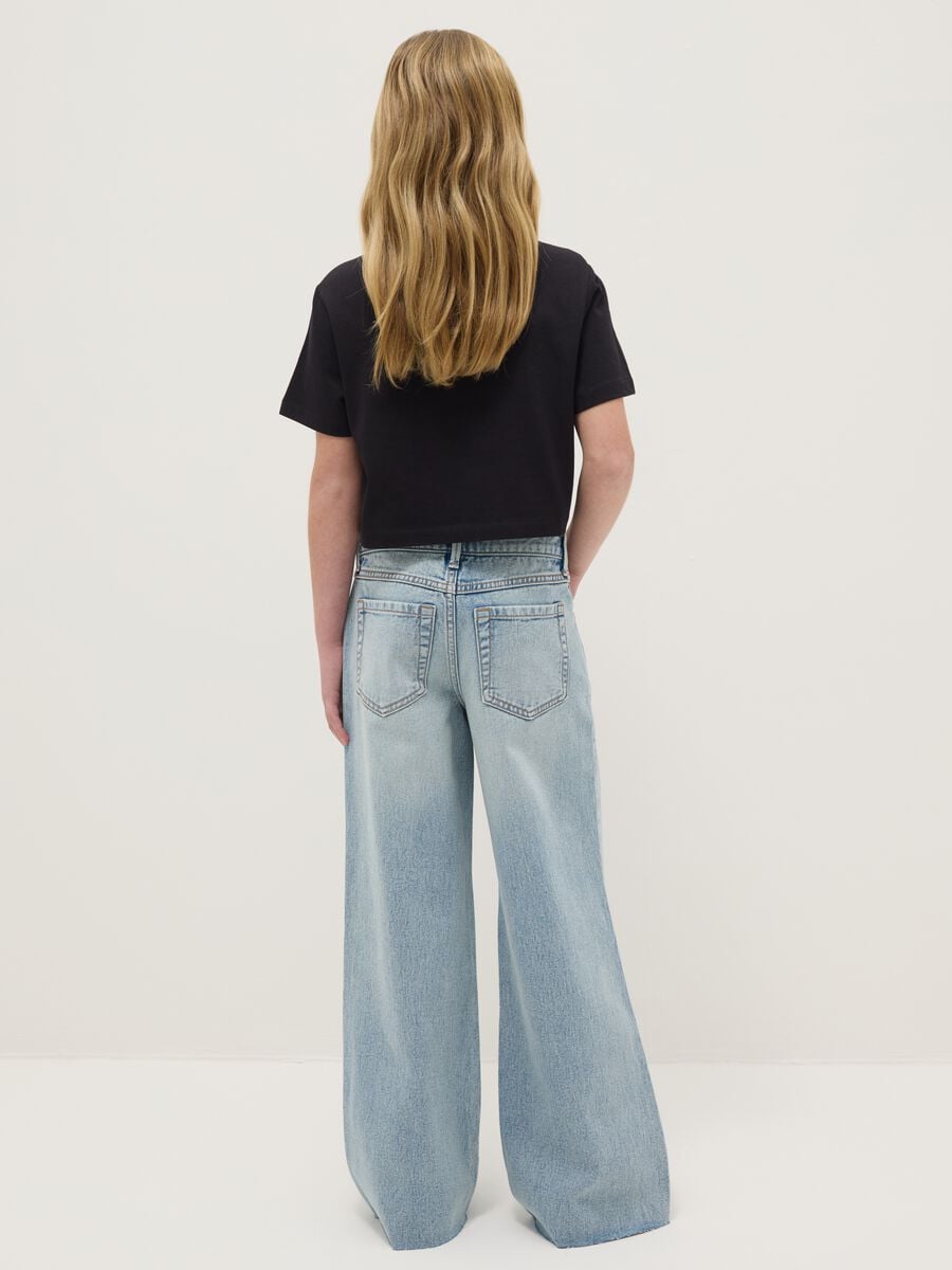 M&auml;dchen-Jaens aus reinem Baumwollstoff in Himmelblau, wide leg_1