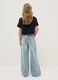 M&auml;dchen-Jaens aus reinem Baumwollstoff in Himmelblau, wide leg_1