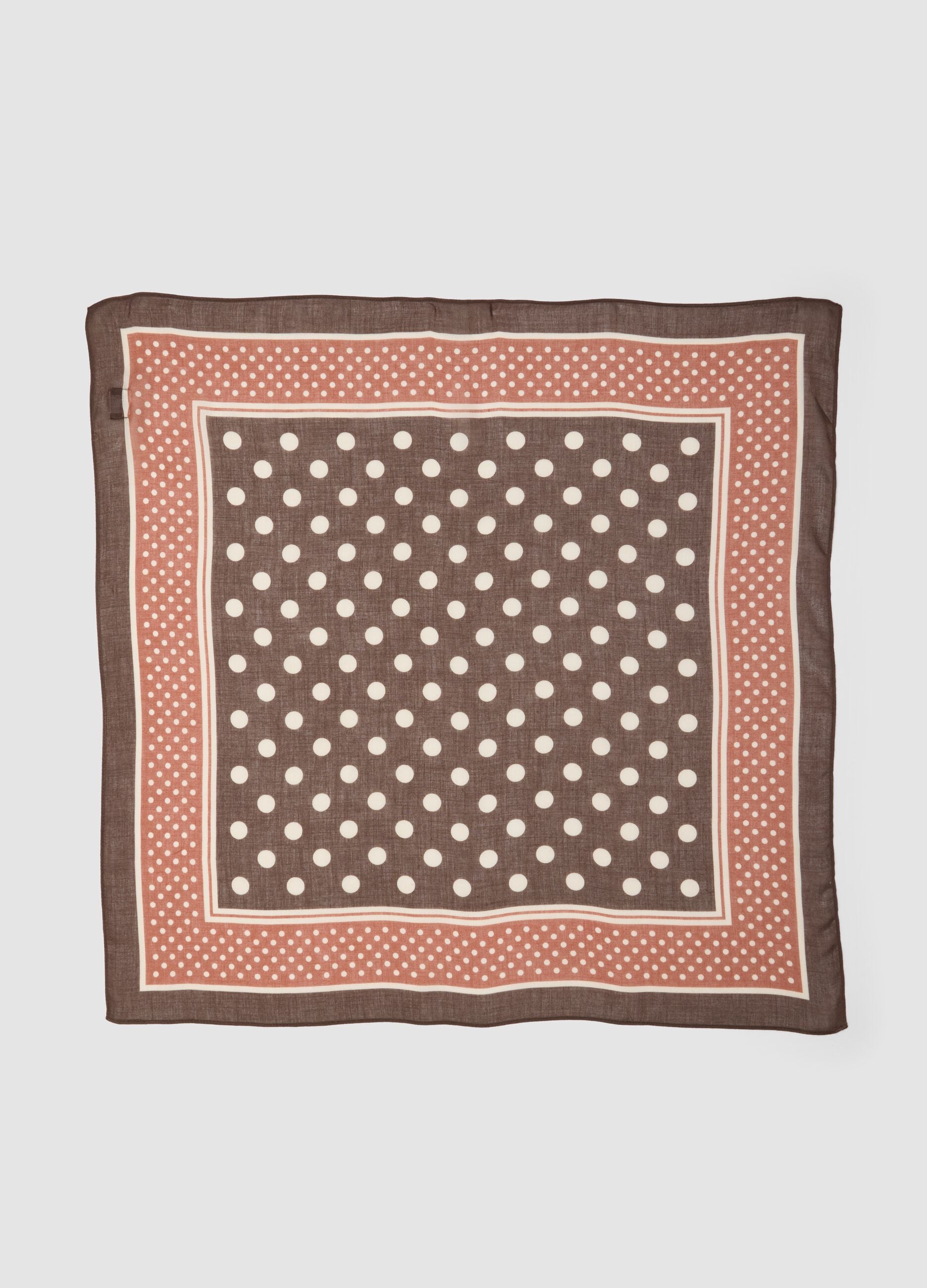 Foulard marrone in misto viscosa e lana a pois