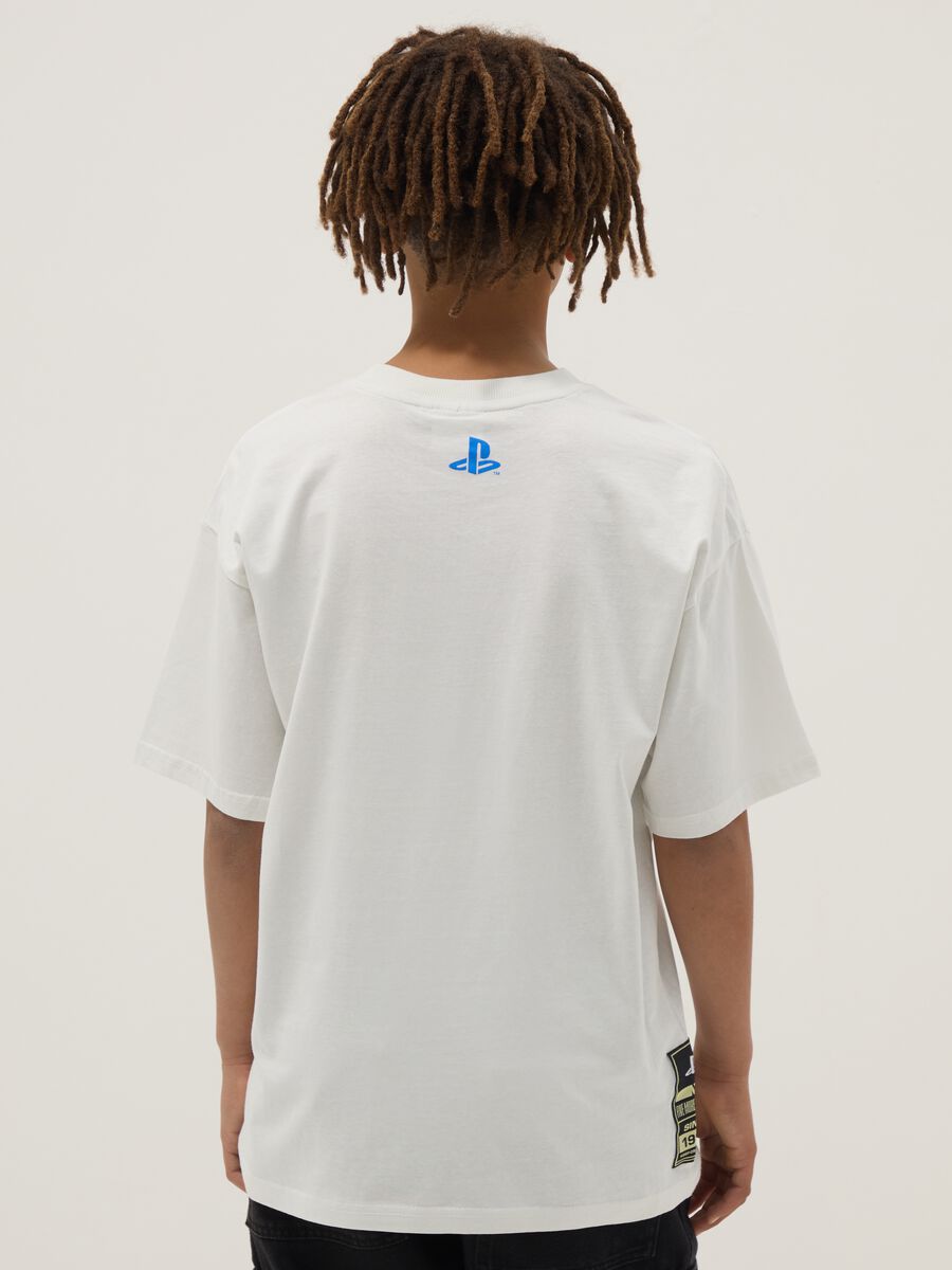 White pure cotton oversized fit boy's T-shirt with print_1