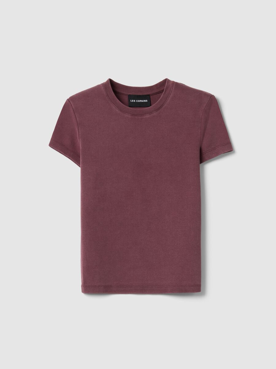 Fitted T-shirt in stretchy purple cotton_0