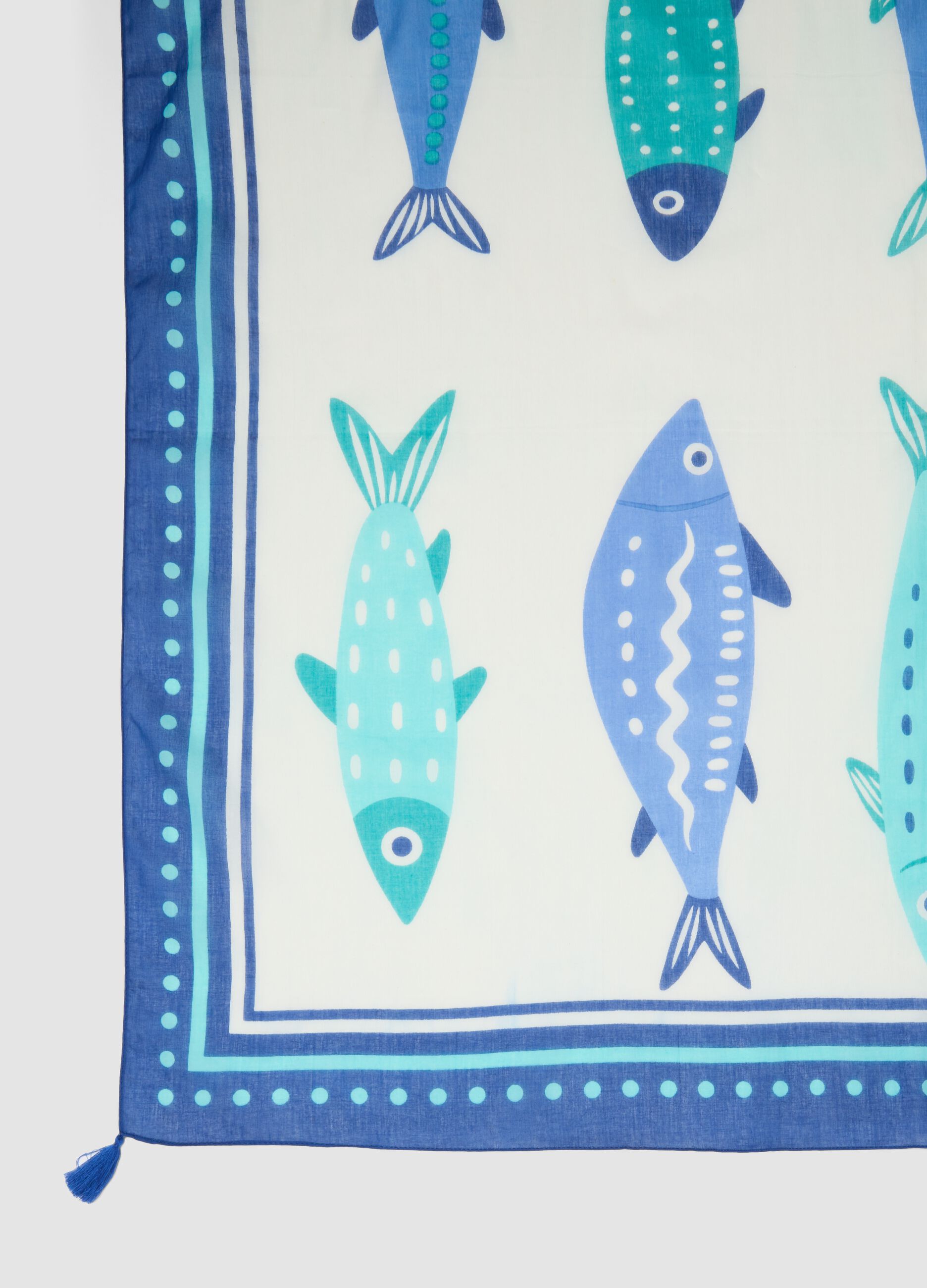 Blue pure cotton pareo with nautical print