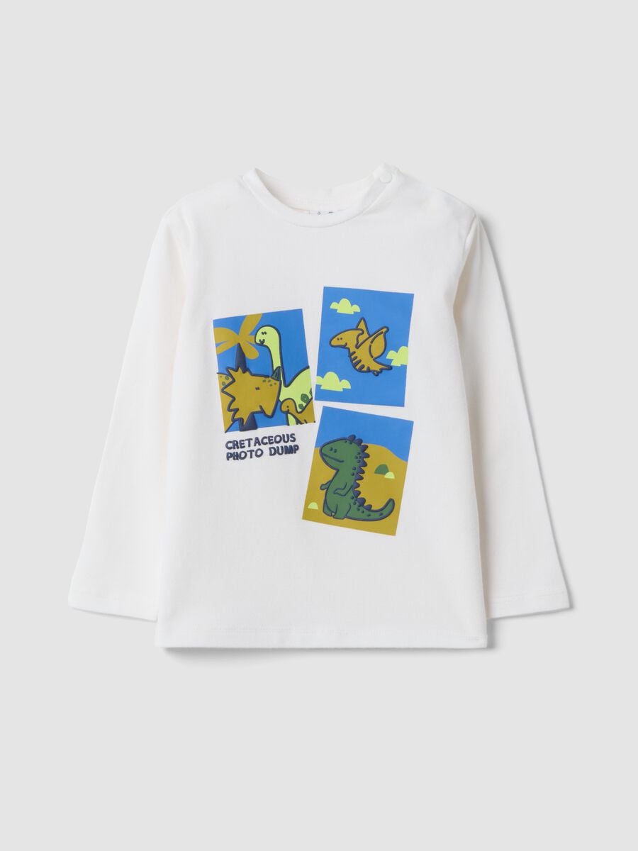 T-shirt bianca girocollo in cotone organico elasticizzato_0
