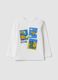 T-shirt bianca girocollo in cotone organico elasticizzato_0