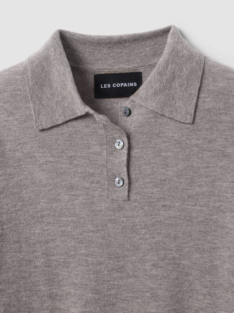 Taupe-grey pure wool polo-collar jumper, regular fit_5
