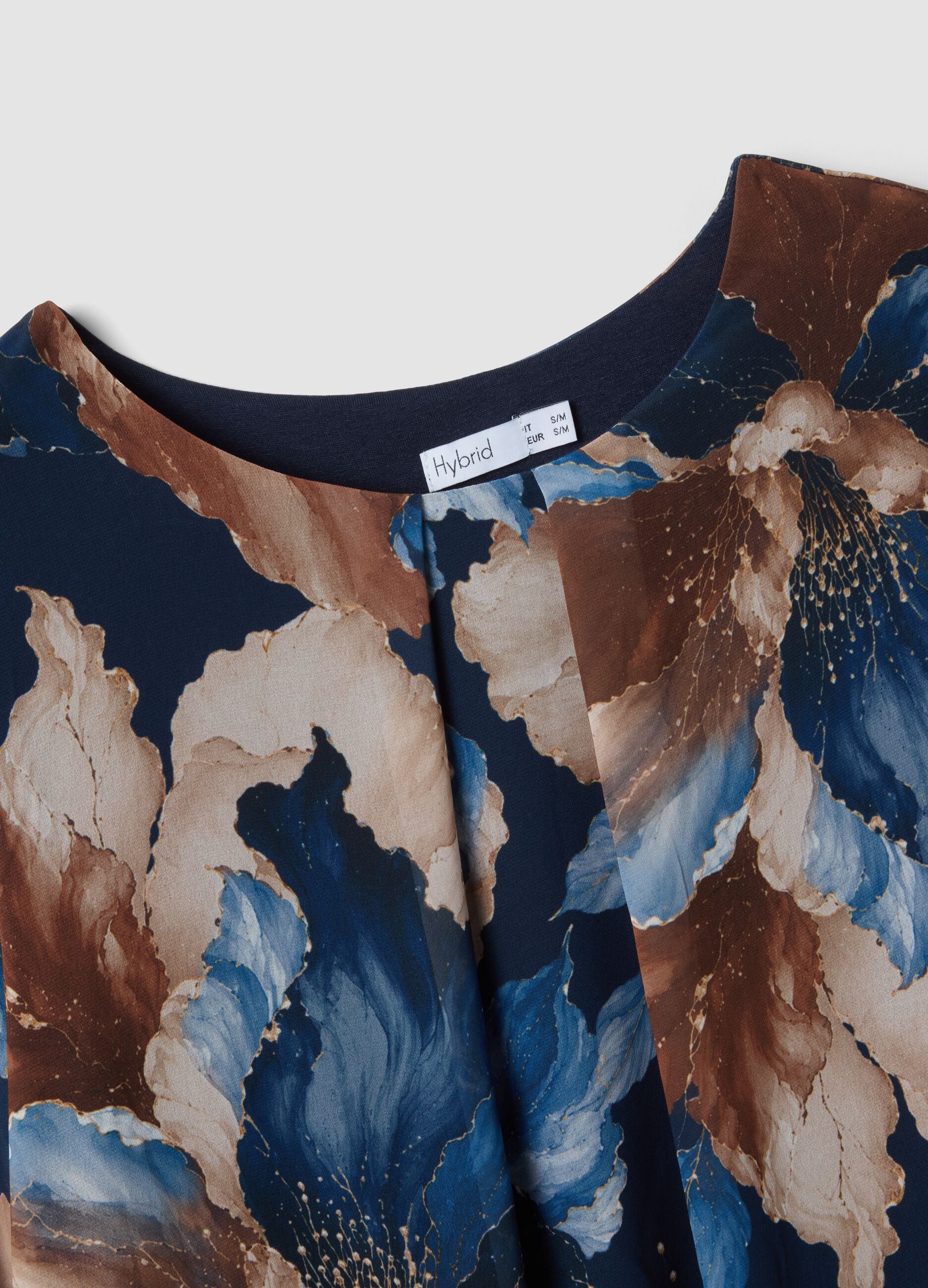 Mehrfarbige Bluse mit Blumenprint, Regular Fit