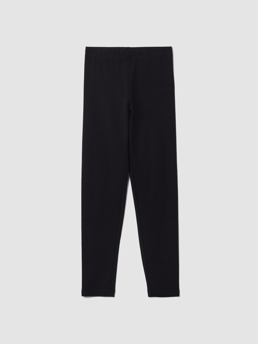 Schwarze Skinny-Leggings aus elastischem Bio-Baumwollmix f&uuml;r M&auml;dchen_0