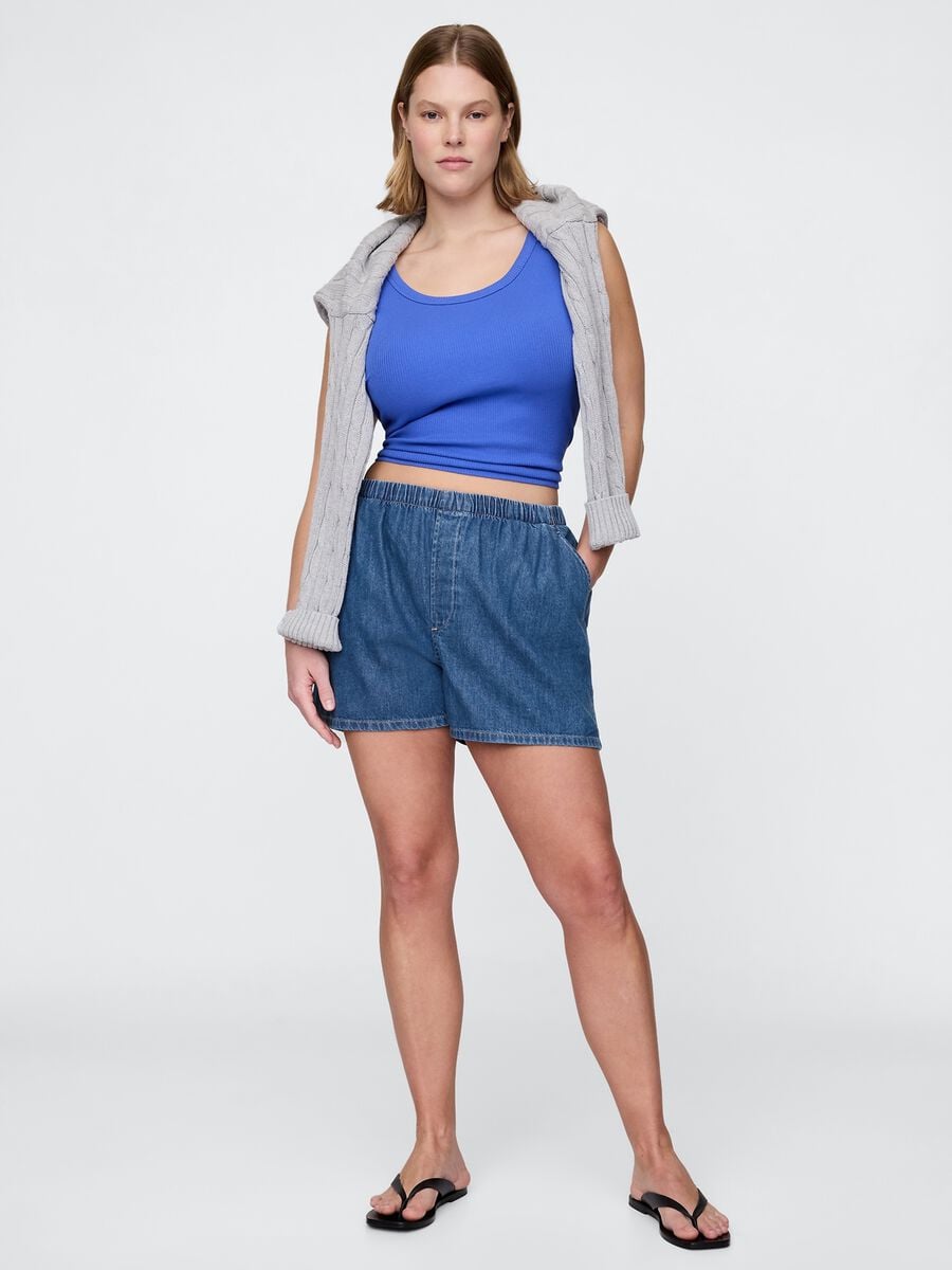 Denim shorts with elastic waistband_6