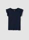 Slim fit blue pure cotton T-shirt with ruffles_4