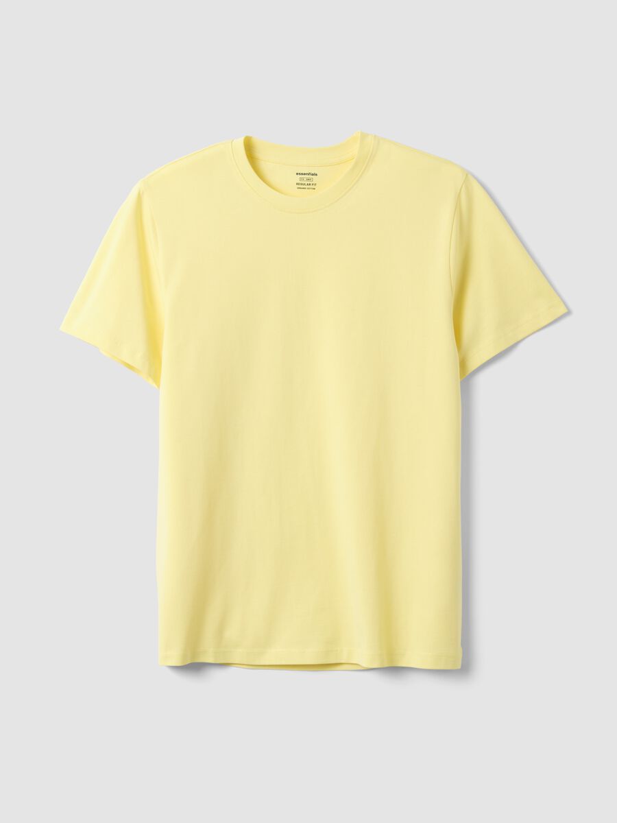 Yellow regular fit short sleeve pure cotton T-shirt_0