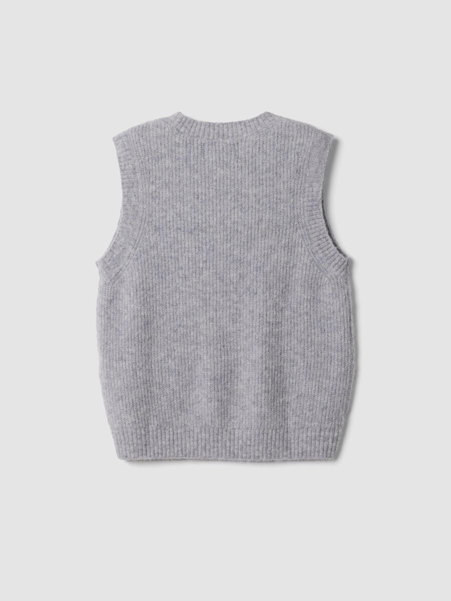 Grey crew-neck stretch wool and alpaca gilet_2