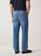 Blue wide-leg pure cotton jeans_2