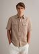 Beige Linen-Cotton Blend Regular Fit Shirt_0