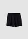 Shorts cargo negros de mezcla de algod&oacute;n para ni&ntilde;as con ajuste relajado_3