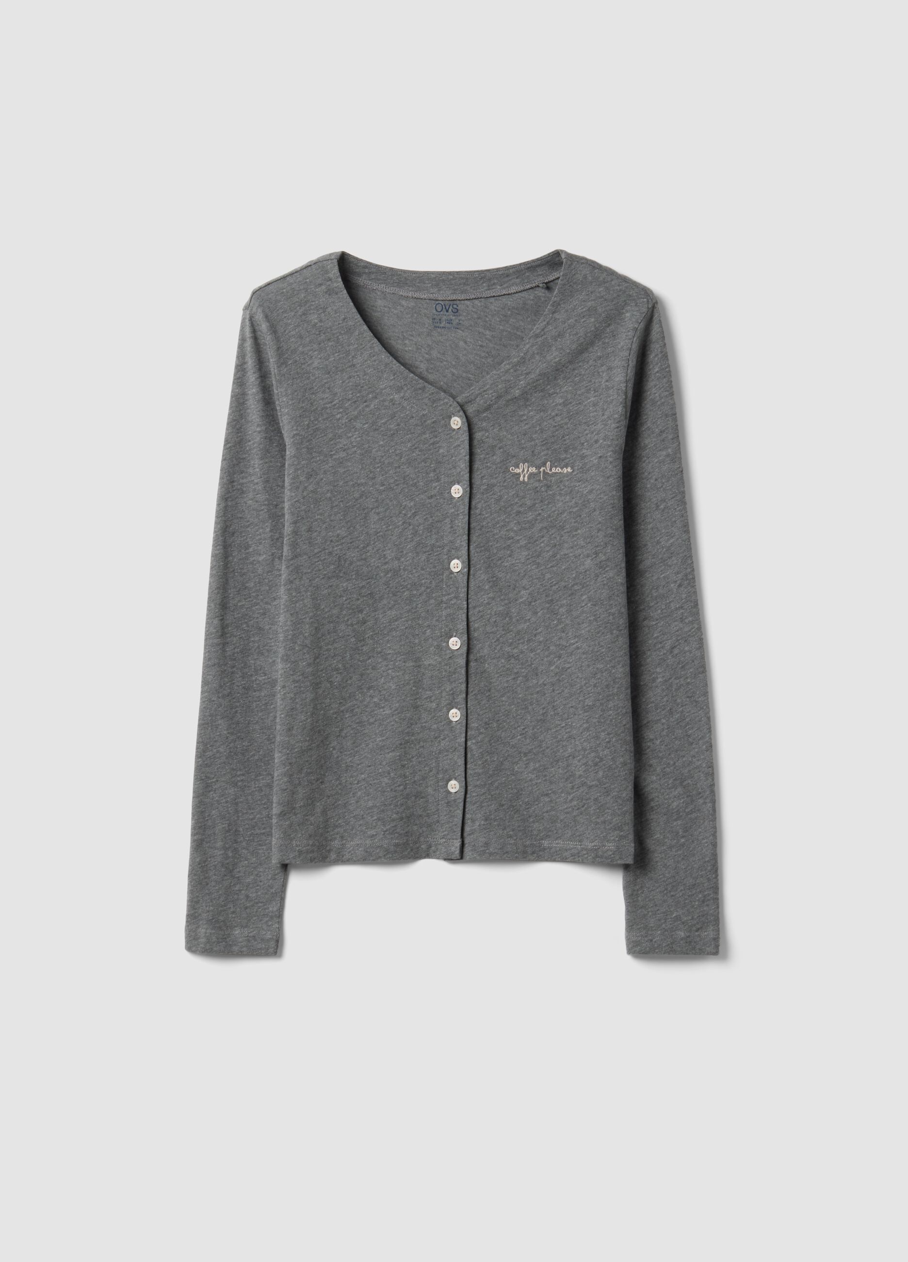 Grey pyjama T-shirt in cotton-viscose blend
