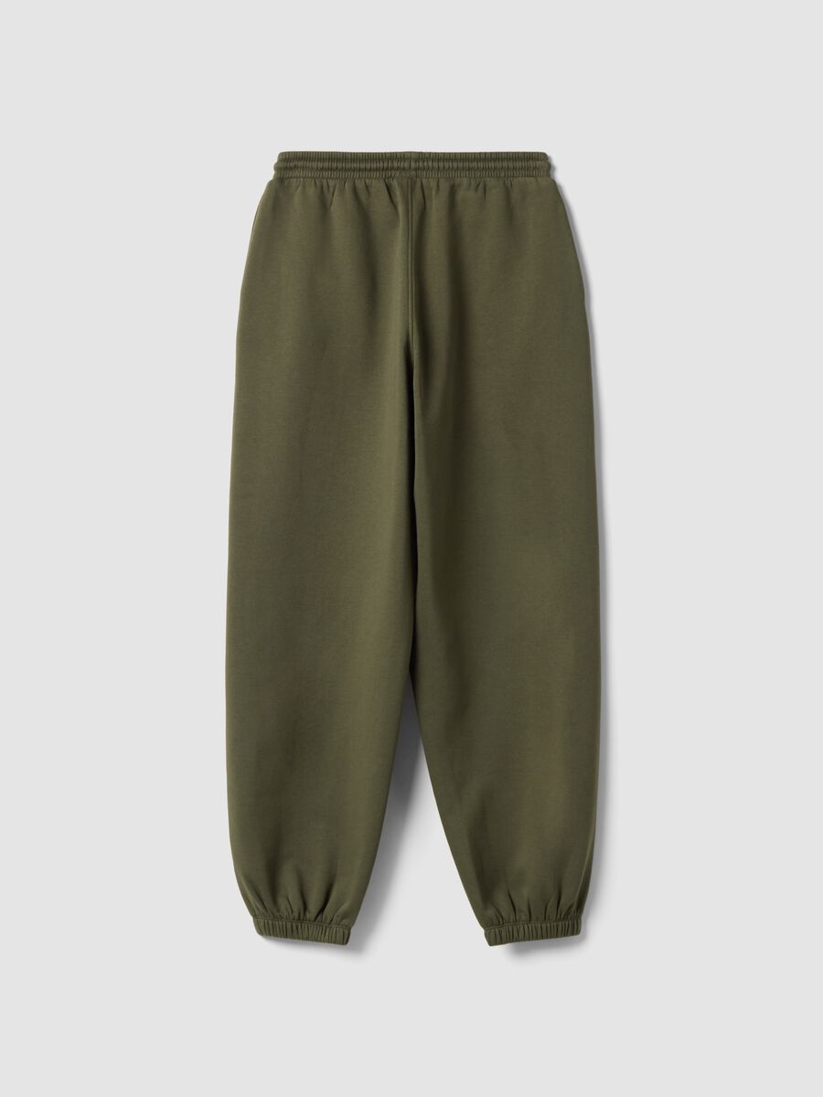 Pantaloni jogger verdi in misto cotone con coulisse_2