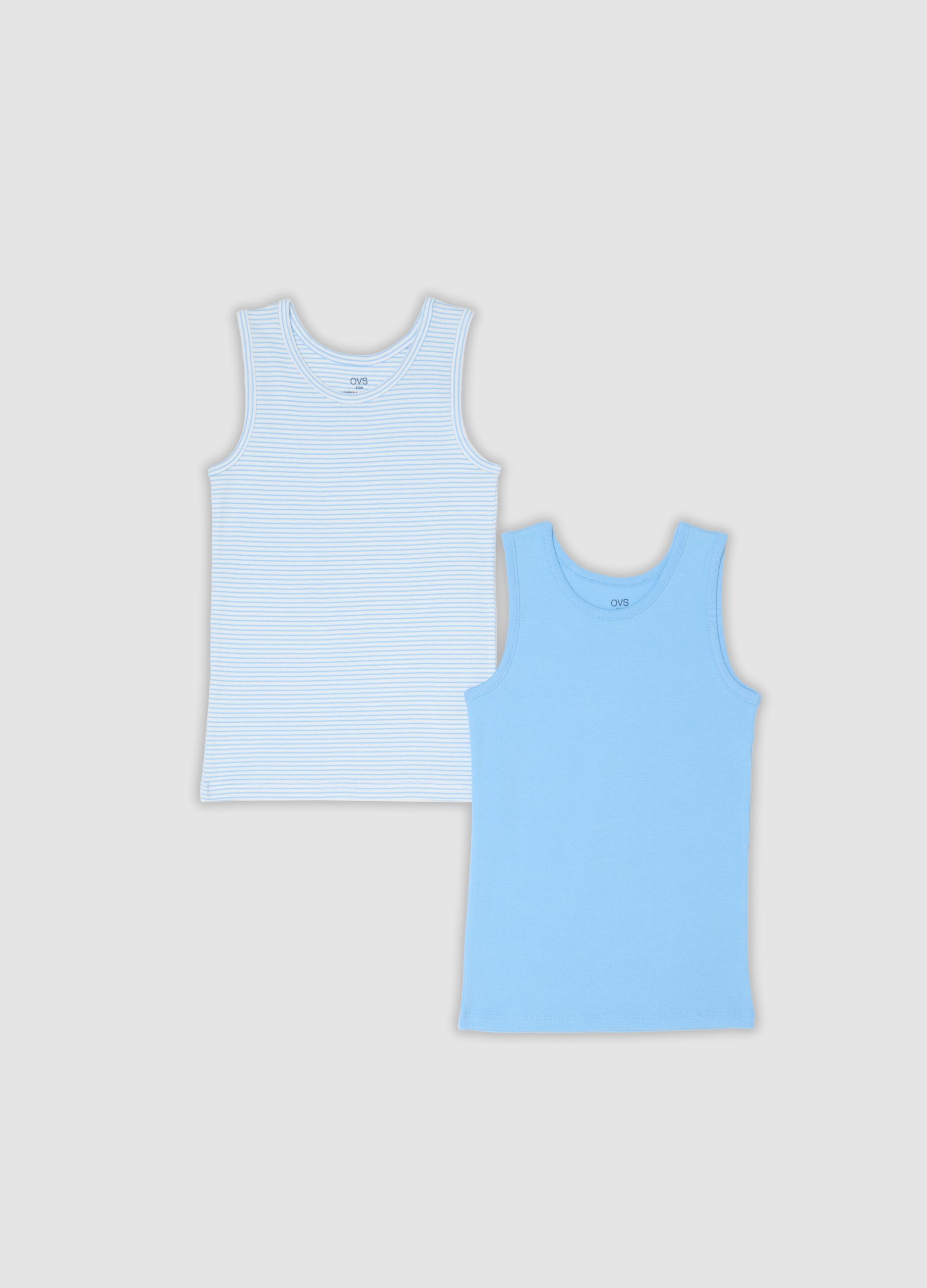 2-pack of blue organic cotton regular-fit vest tops for kids
