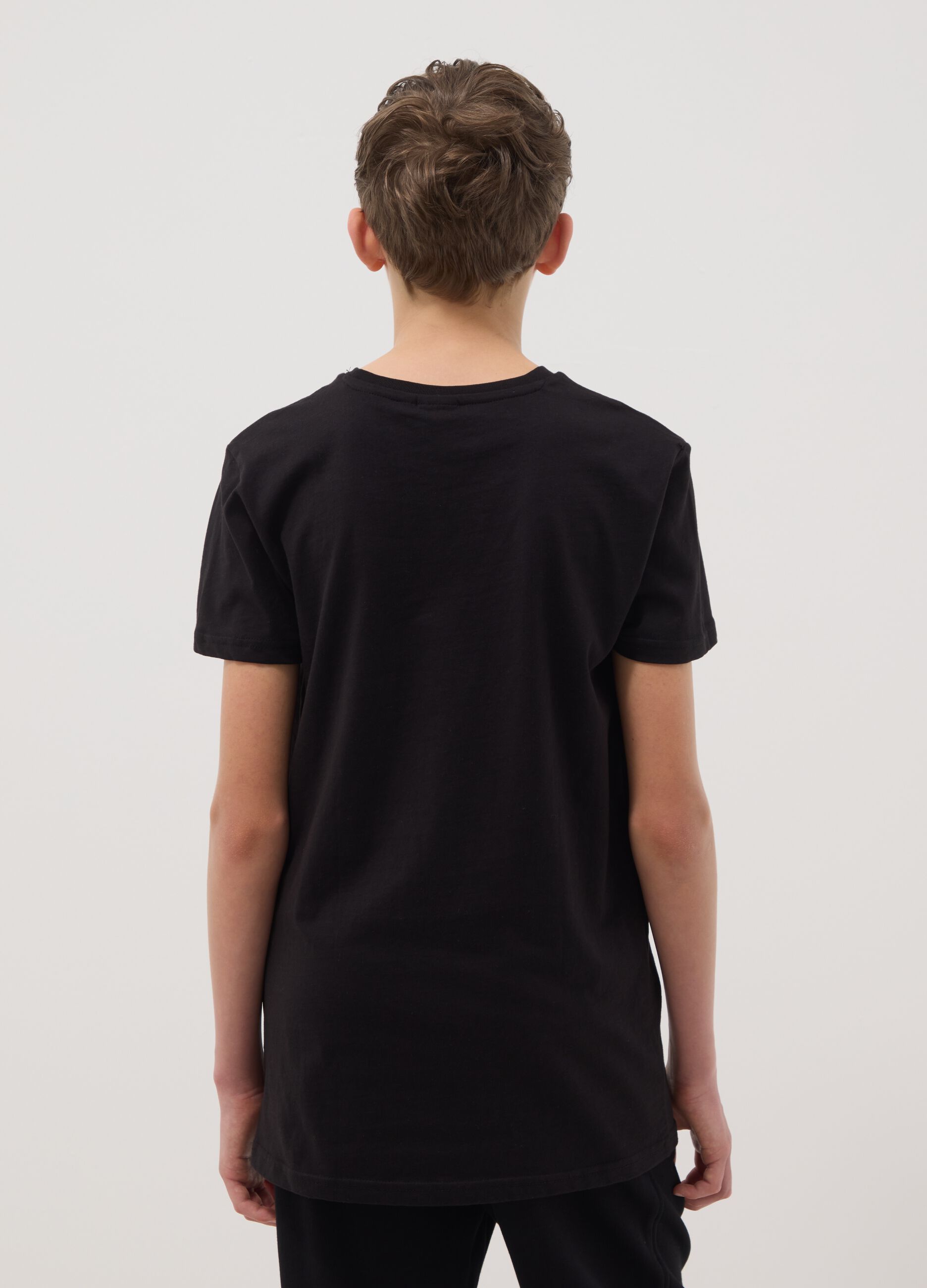 Kids' pure black cotton Minecraft T-shirt