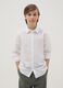 Boy's white cotton-linen blend shirt with regular fit_0