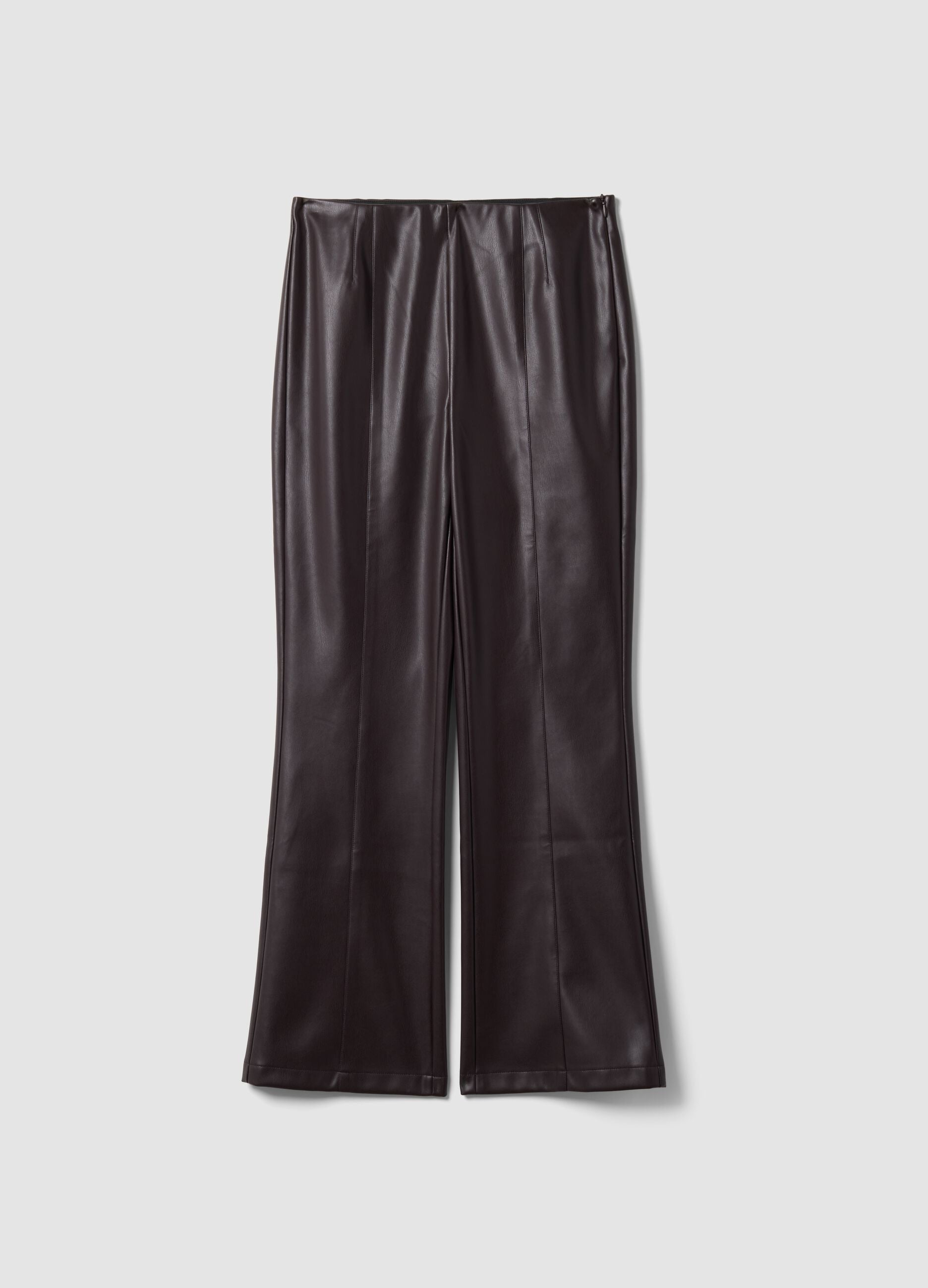 Leggings marroni flare con vita regular ed elastico