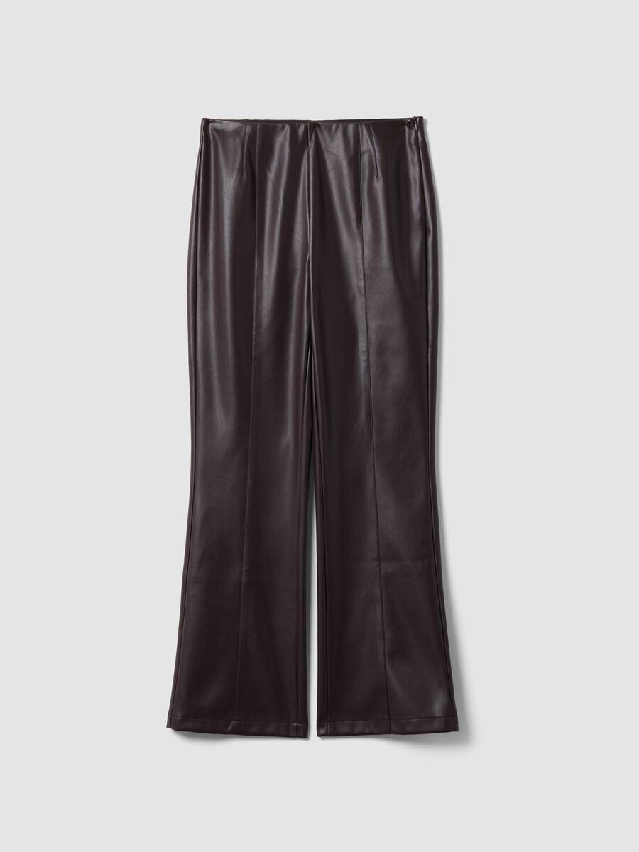 Leggings marroni flare con vita regular ed elastico_4