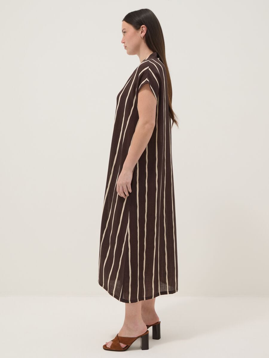 Brown striped viscose-blend midi dress_2