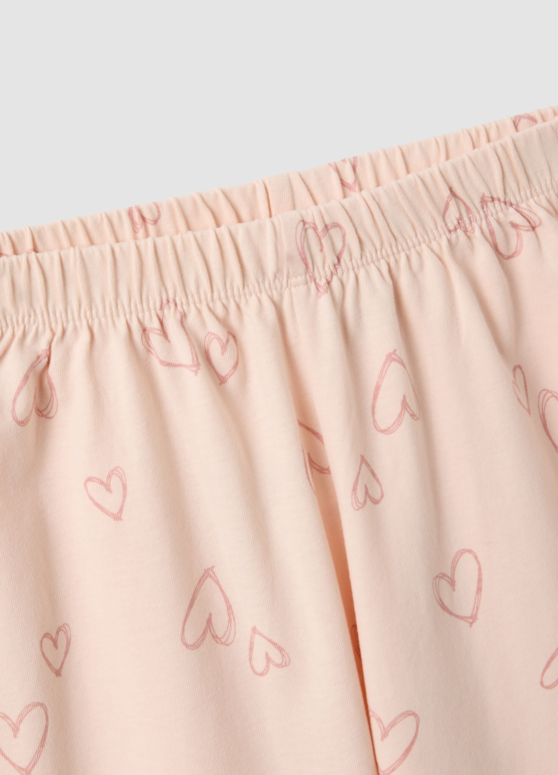 Pijama branco e rosa em algod&atilde;o org&acirc;nico puro com ursinho para menina