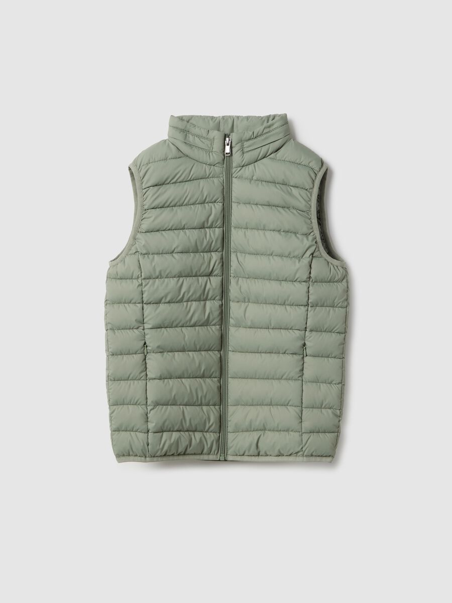 Gilet imbottito verde da ragazzo regular fit con cappuccio_0