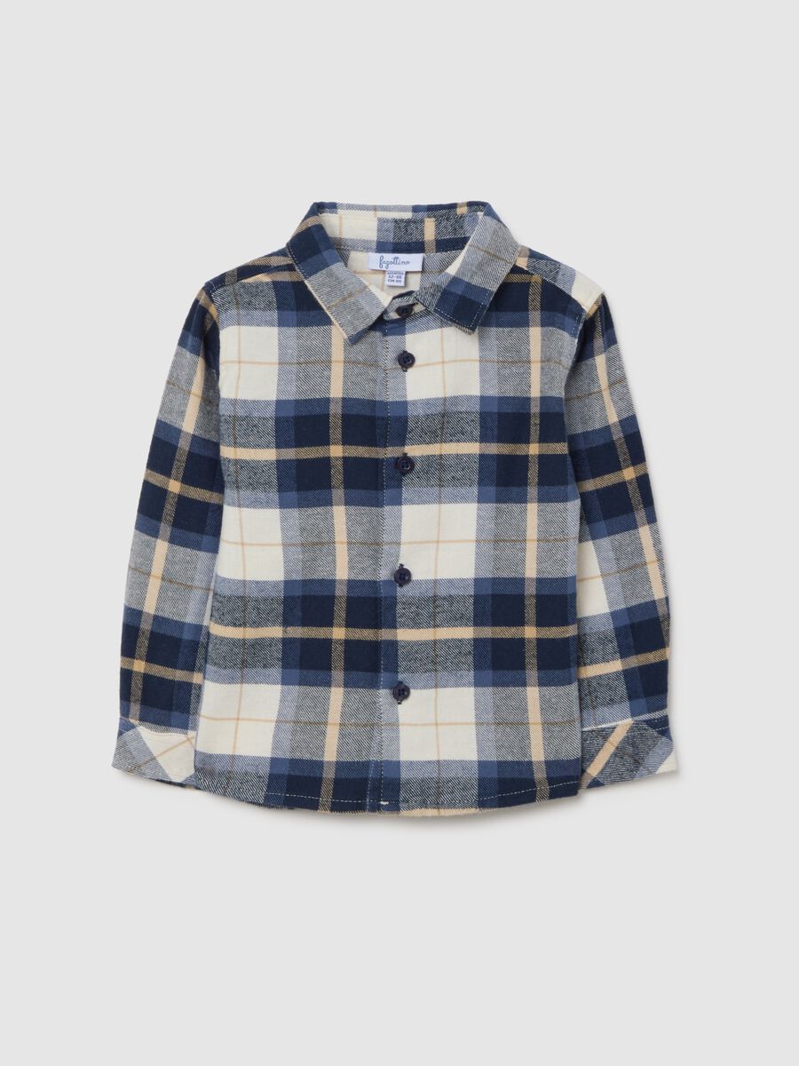 Multicoloured child's shirt in pure cotton regular fit with checks_0