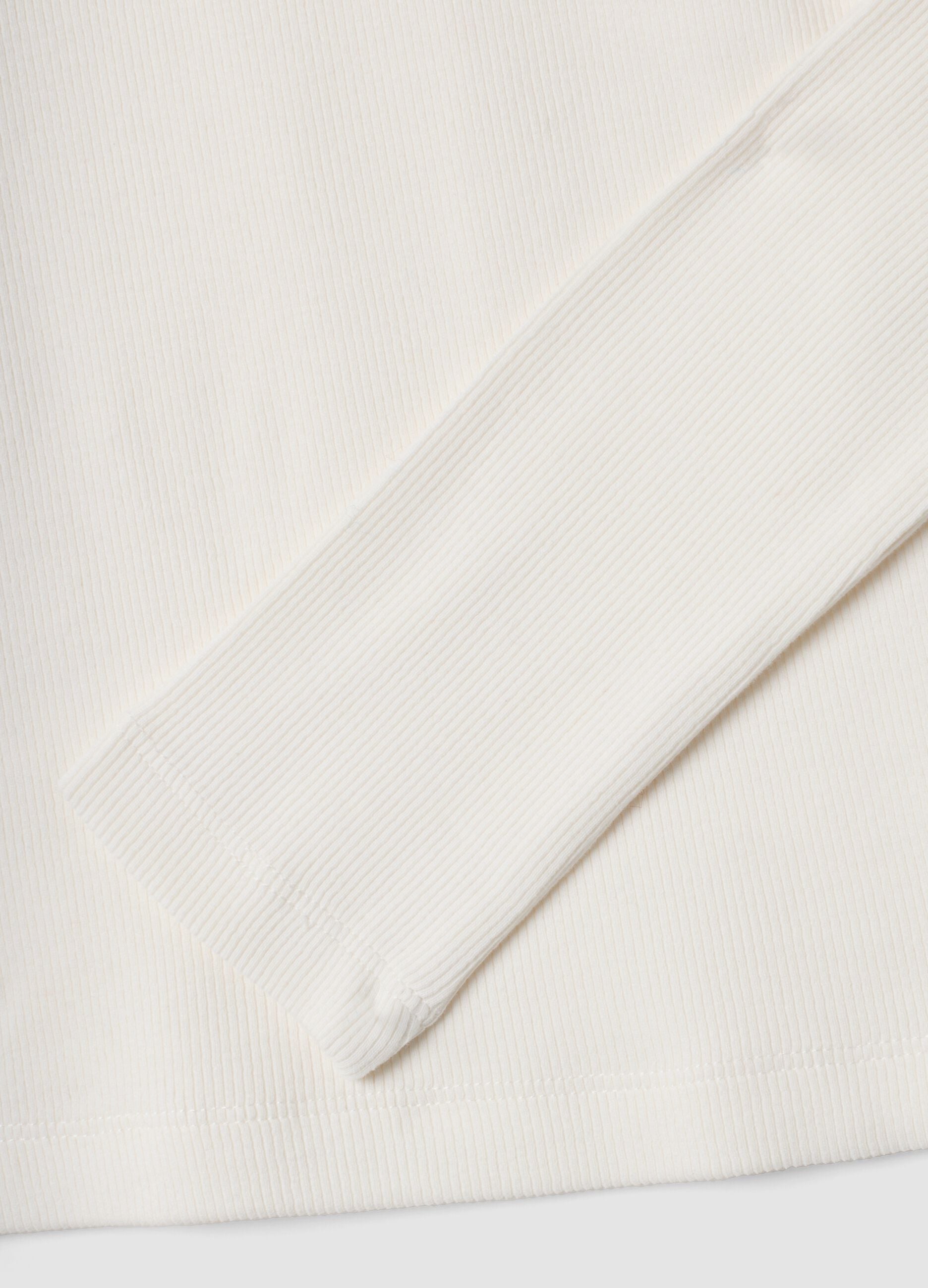 Wei&szlig;es Slim-Fit T-Shirt aus gerippter Bio-Stretchbaumwolle