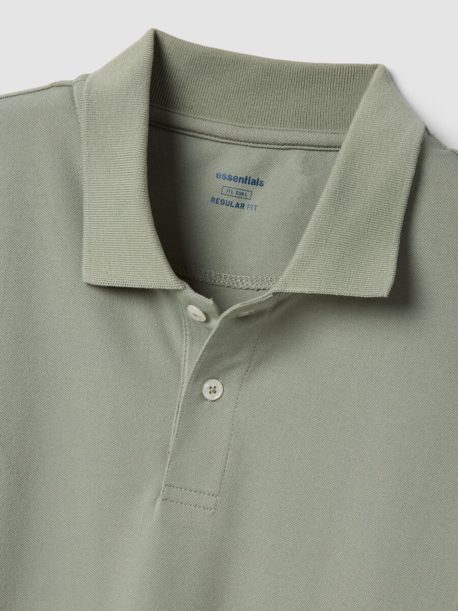 Green stretch cotton blend polo regular fit_5