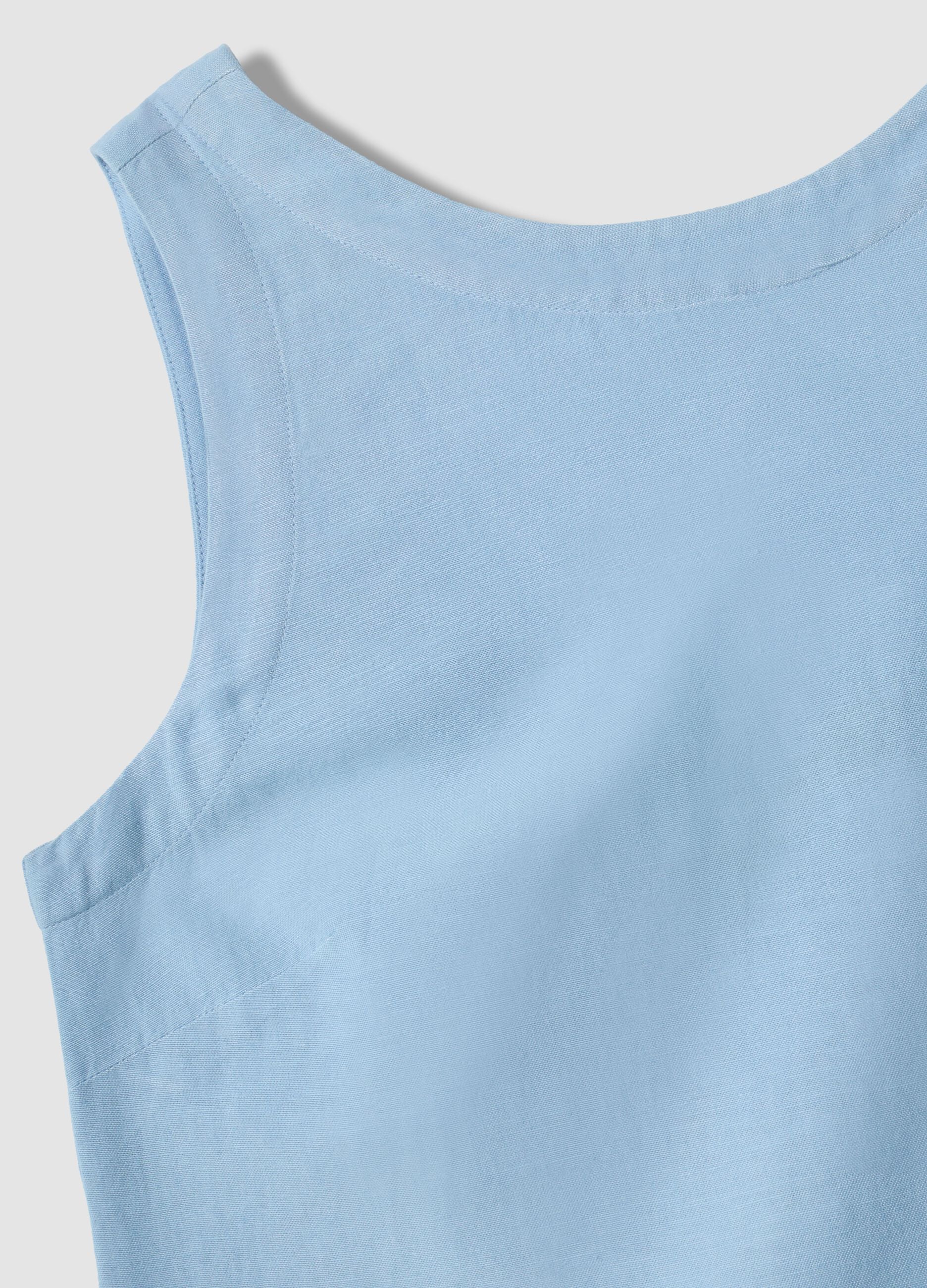 Light blue regular-fit dress in a viscose, cotton and linen blend